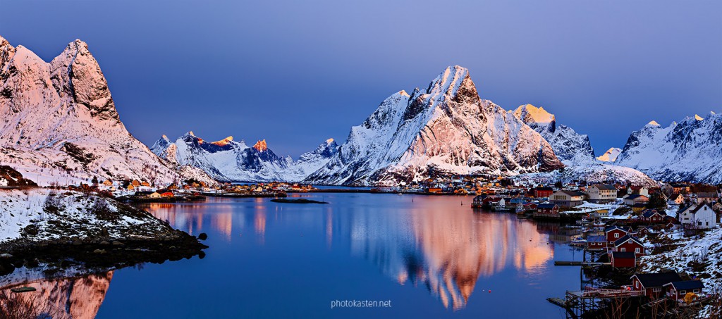 Reine, Lofoten, Norway, Sunrise, Color, Reflection, Rostadtindar, Scenic, Impressive, Terrific, Panorama
